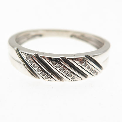925 Sterling Silver Real Round-Cut Diamond Ring Size 10.75
