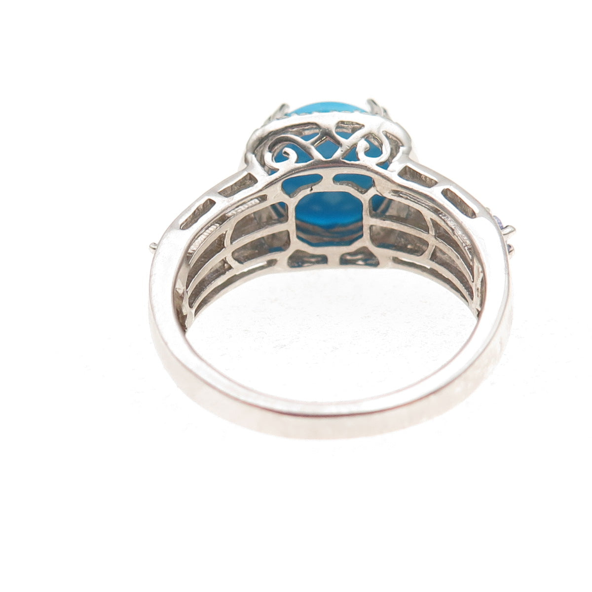 Chuck Clemency 925 Sterling Silver Real Diamond Turquoise Tanzanite Ring Size 8
