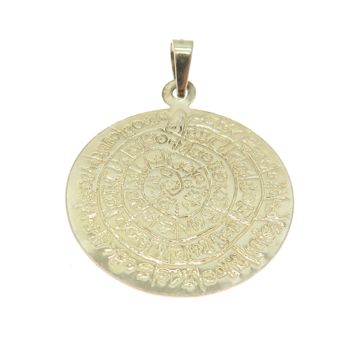 925 Sterling Silver Gold Plated Aztec Tribal Pendant