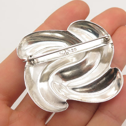 925 Sterling Silver Vintage Mexico Ribbed Pin Brooch