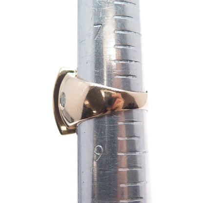 ROSS SIMONS 925 Sterling Silver Rose Gold Plated Aventurine & C Z Ring Size 8.25