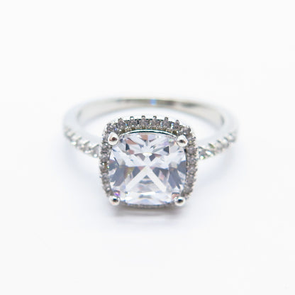 925 Sterling Silver Princess-Cut C Z Ring Size 8.25