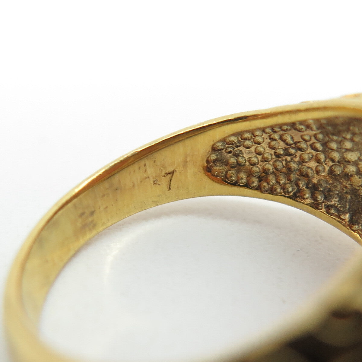 CID Clyde Duneier Sterling Silver Gold Plated Optic Fiber Cat Eye Ring Size 7.25