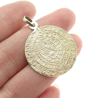 925 Sterling Silver Gold Plated Aztec Tribal Pendant