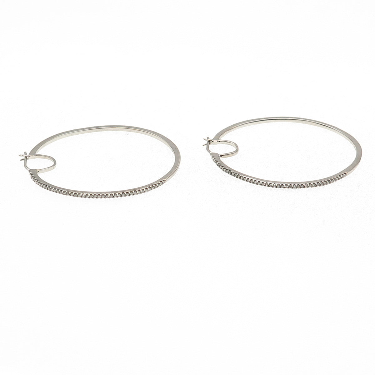 Sun 925 Sterling Silver Real Round-Cut Diamond Hoop Earrings