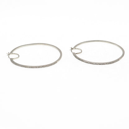 Sun 925 Sterling Silver Real Round-Cut Diamond Hoop Earrings