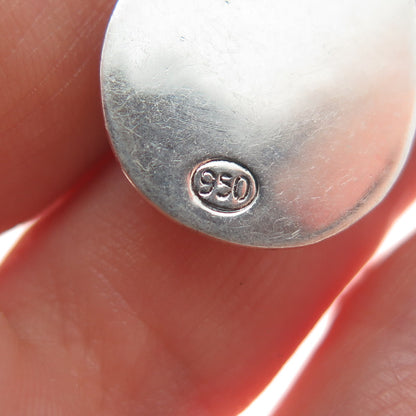 950 Silver Vintage Real Sodalite Gemstone Floral Teardrop Dangle Earrings