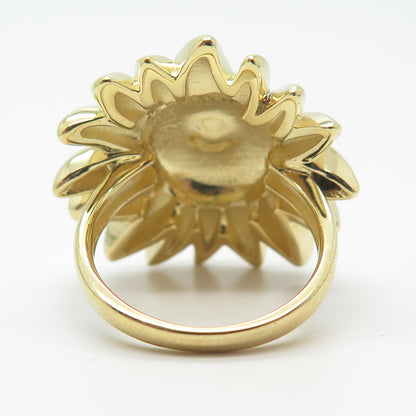 925 Sterling Silver Gold Plated Sunflower Ring Size 7