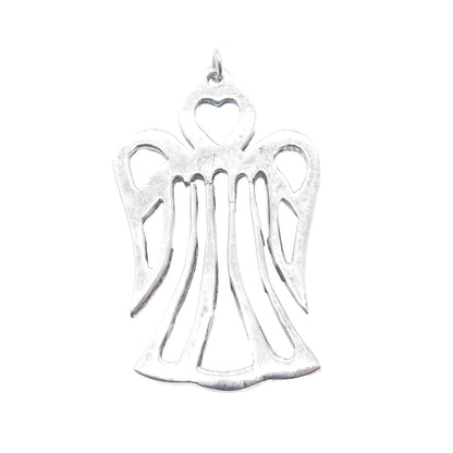 925 Sterling Silver Vintage Angel Cutout Oxidized Pendant