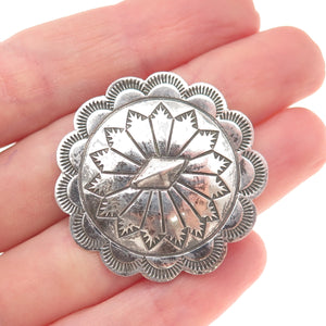 Old Pawn 925 Sterling Silver Vintage Southwestern Concho Tribal Pin Brooch