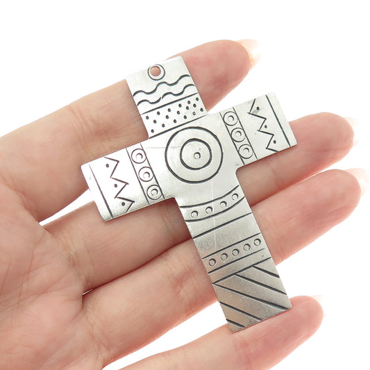 FUTURA 925 Sterling Silver Vintage Cross Tribal Pendant