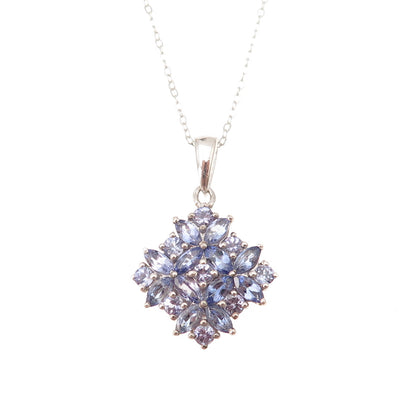 Chuck Clemency Sterling Silver Real Tanzanite Floral Cable Chain Necklace 20"