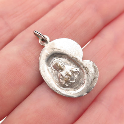 925 Sterling Silver Antique Art Deco St. Mary Jesus Religious Mini Charm Pendant