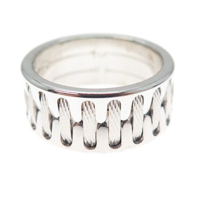 NEOS 925 Sterling Silver Textured Sewing Stitches Band Ring Size 7.75