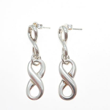 Old Stock 925 Sterling Silver Vintage Infinity Dangle Earrings