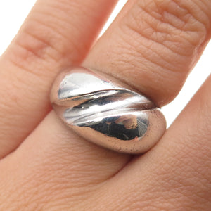925 Sterling Silver Vintage Modernist Dome Oxidized Ring Size 6.25