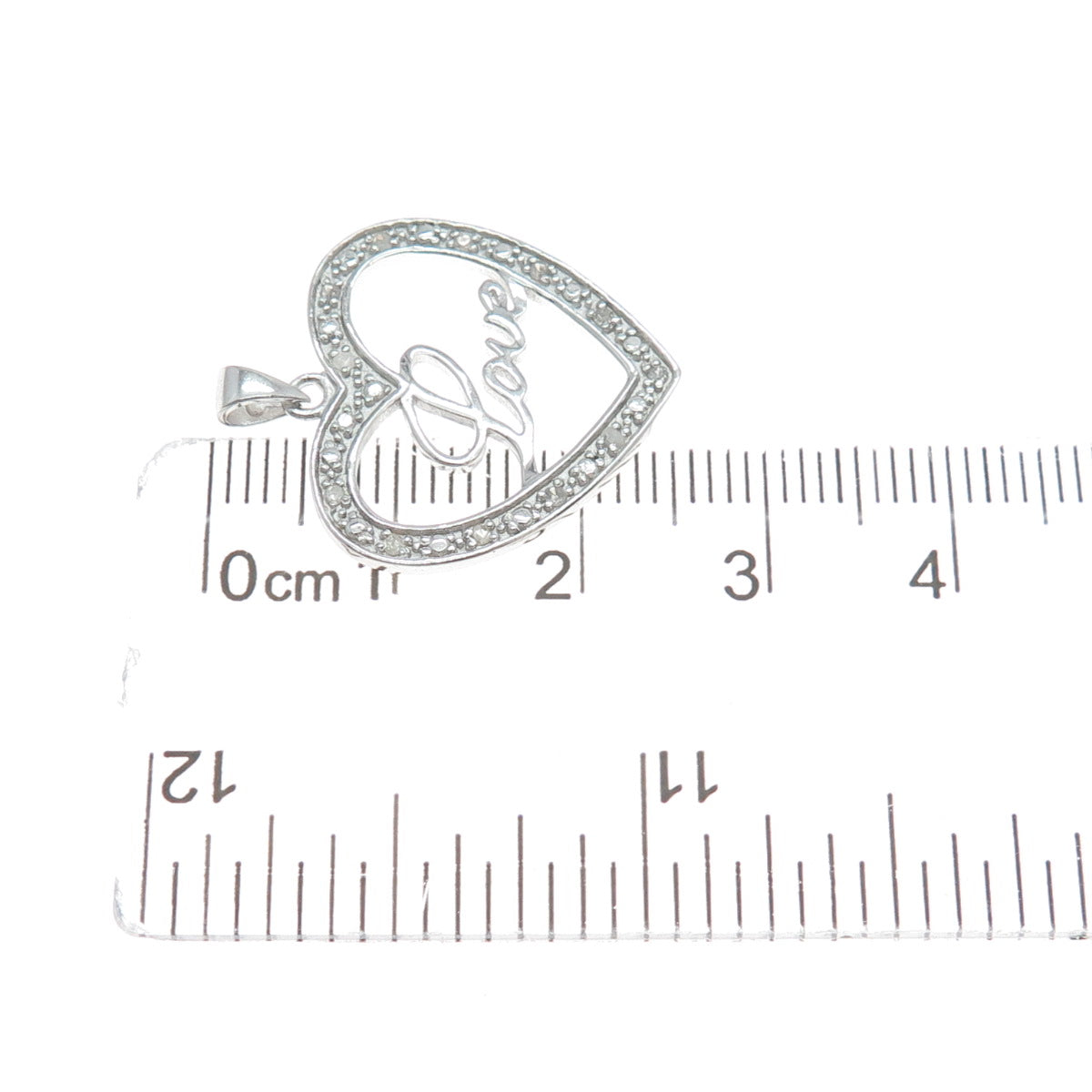 HAN 925 Sterling Silver Real Round-Cut Diamond Love Heart Minimalist Pendant