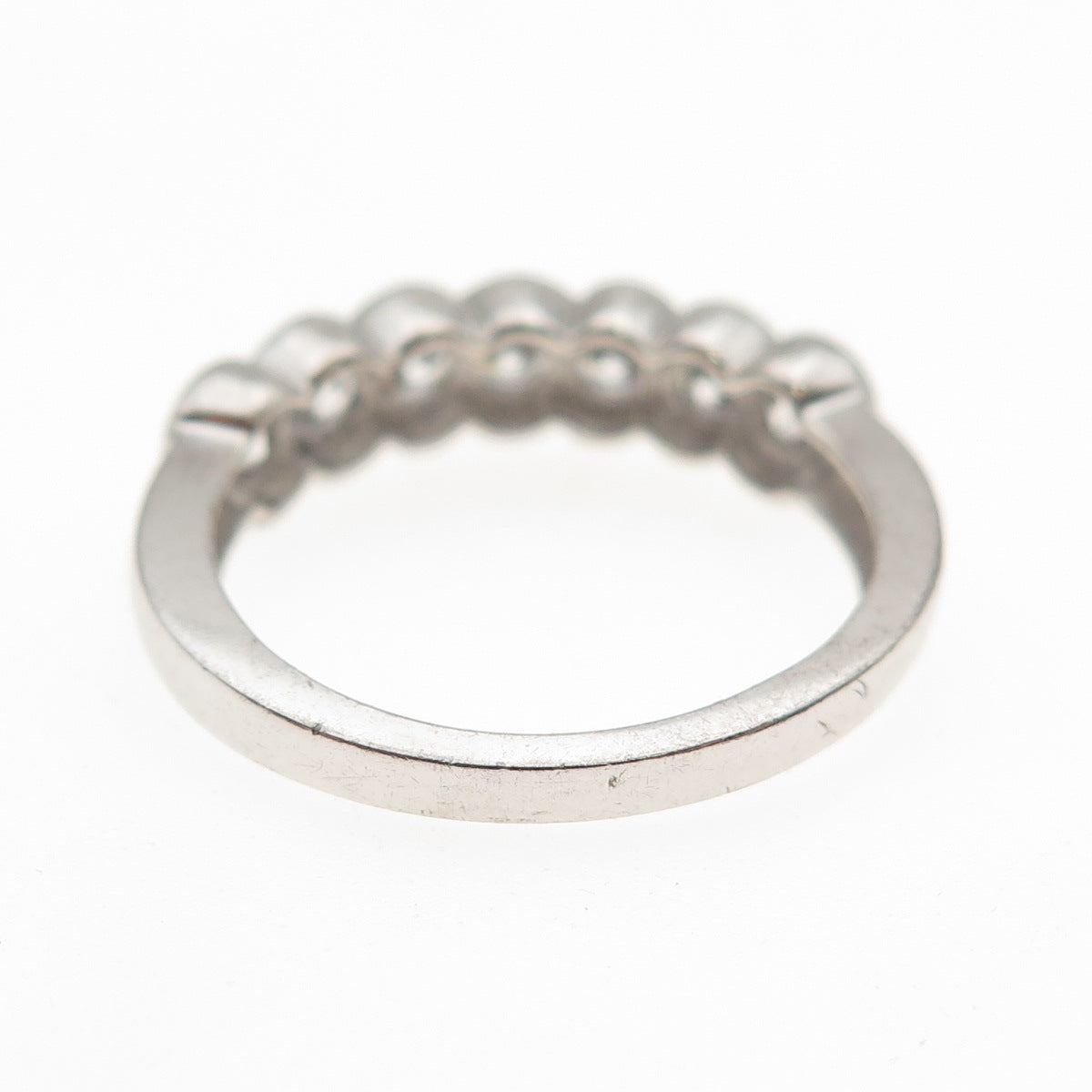 925 Sterling Silver Round-Cut C Z Half Eternity Ring Size 7