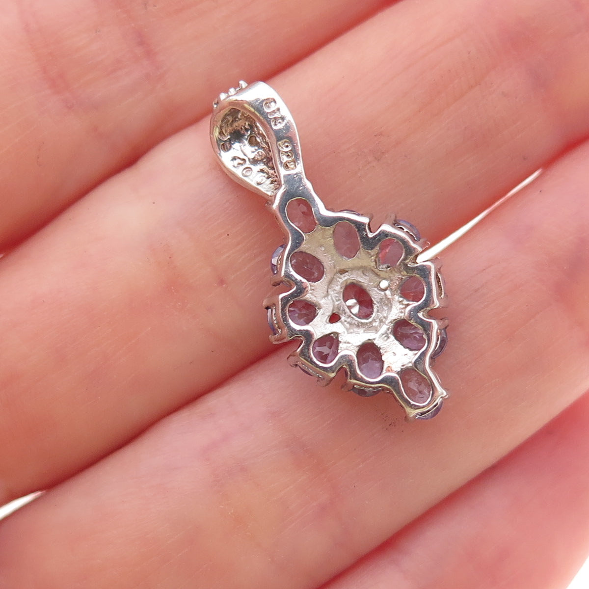 Chuck Clemency 925 Sterling Silver Real Tanzanite Cluster Charm Pendant
