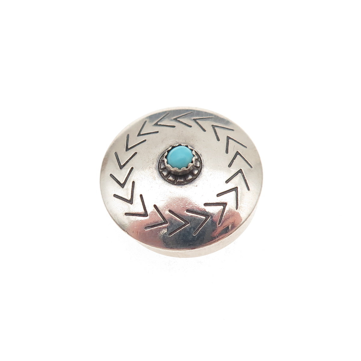 Old Pawn Sterling Silver Vintage Turquoise Snake Eye Concho Tribal Clip Button