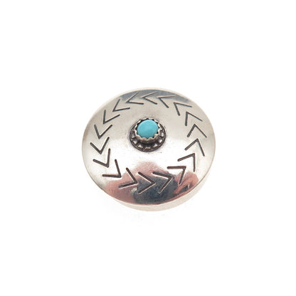Old Pawn Sterling Silver Vintage Turquoise Snake Eye Concho Tribal Clip Button