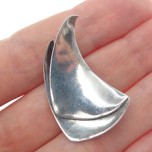 RUSSELL SECREST 925 Sterling Silver Vintage Modernist Oxidized Pin Brooch
