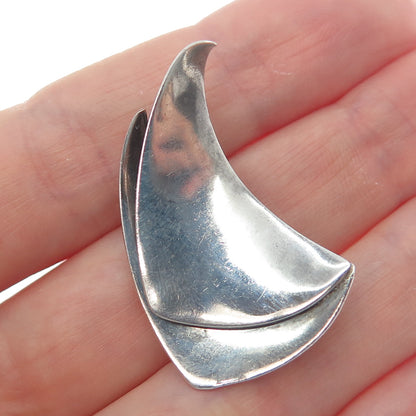 RUSSELL SECREST 925 Sterling Silver Vintage Modernist Oxidized Pin Brooch