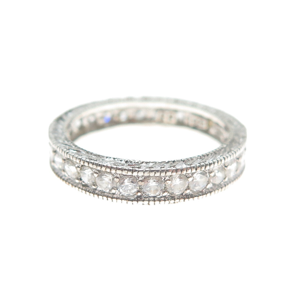 925 Sterling Silver Round-Cut Shaped C Z All Around Eternity Band Ring Size 6
