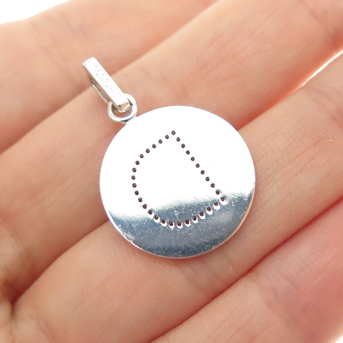 925 Sterling Silver Real Round-Cut Diamond Letter D Initial Tag Charm Pendant