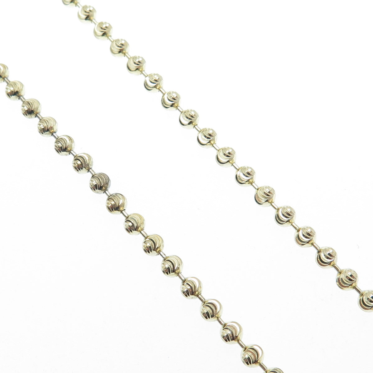 925 Sterling Gold Plated BSI Italy Diamond-Cut Ball Beaded Chain Necklace 24"