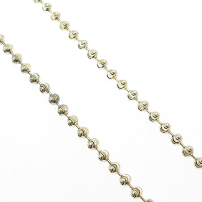 925 Sterling Gold Plated BSI Italy Diamond-Cut Ball Beaded Chain Necklace 24"