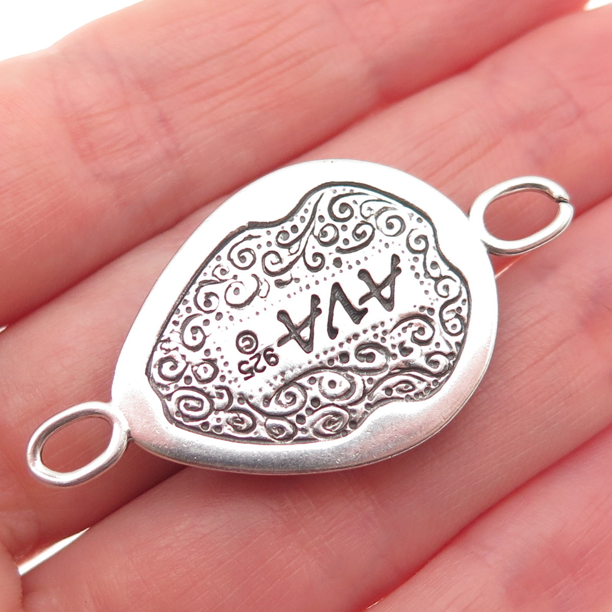 AVA 925 Sterling Silver Vintage Real Royston Turquoise Centerpiece Slide Pendant