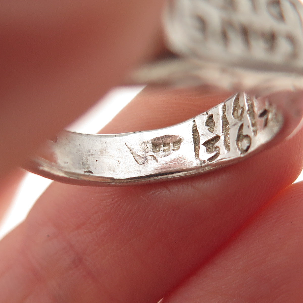 925 Sterling Silver Vintage Carpe Diem Oxidized Ring Size 7.5