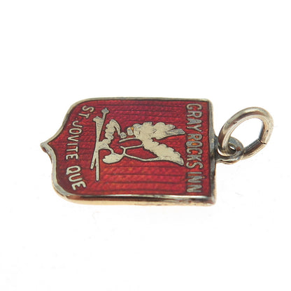 BMCO 925 Sterling Silver Vintage Enamel "Gray Rocks Inn St. Jovite QUE" Pendant