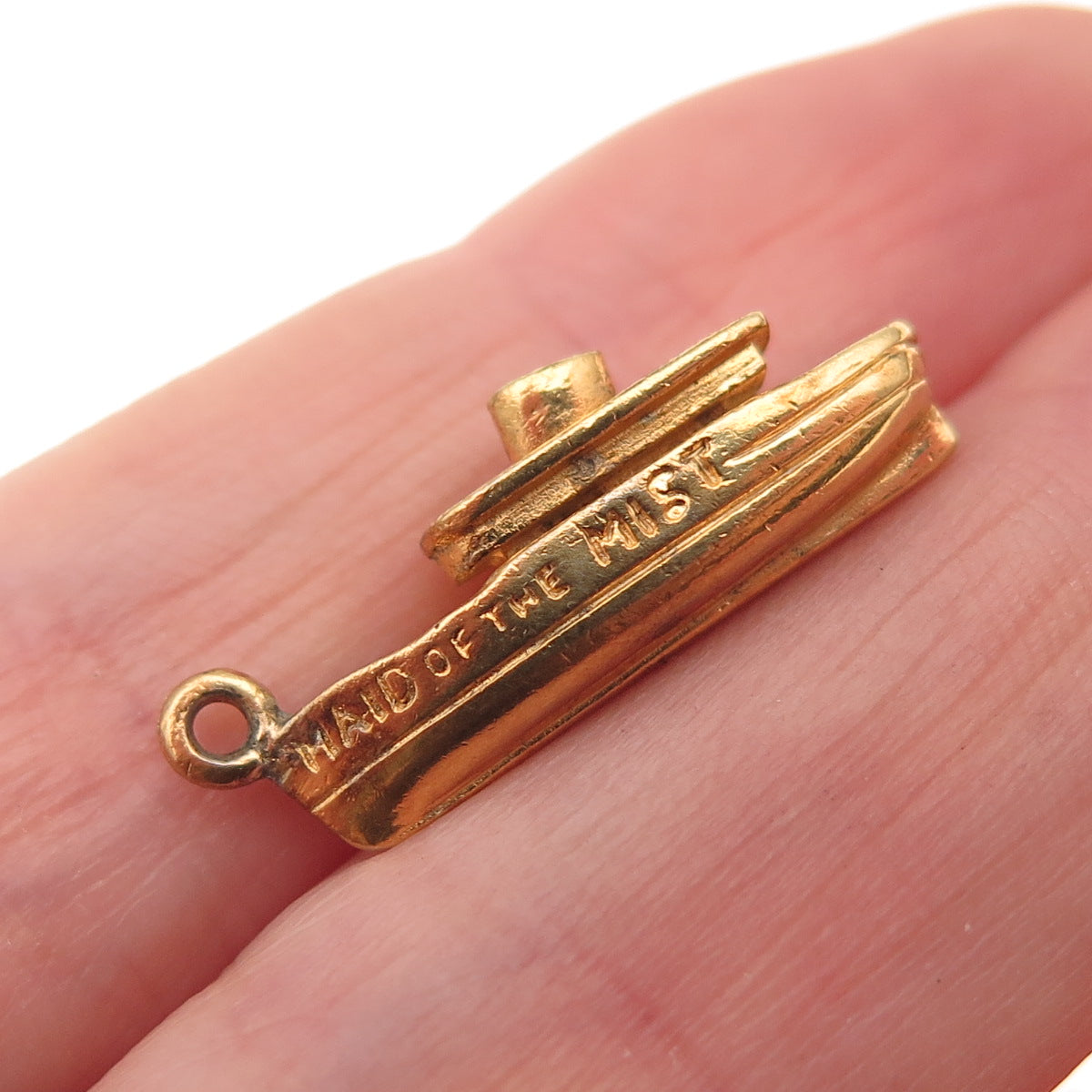 925 Sterling Silver Gold Plated Vintage Maid of the Mist Boat Charm Pendant