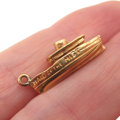 925 Sterling Silver Gold Plated Vintage Maid of the Mist Boat Charm Pendant