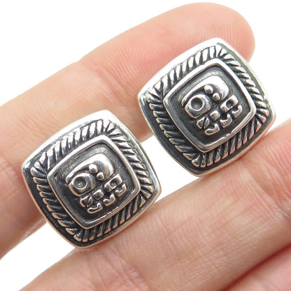 MG Michal Golan 925 Sterling Silver Vintage Tribal Oxidized Omega Back Earrings