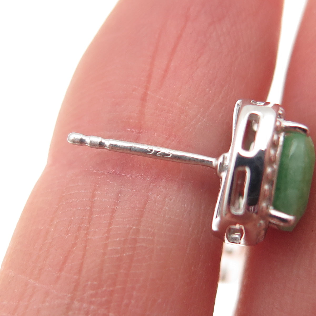 925 Sterling Silver Real Cushion & Pear-Cut Emerald Dangle Earrings