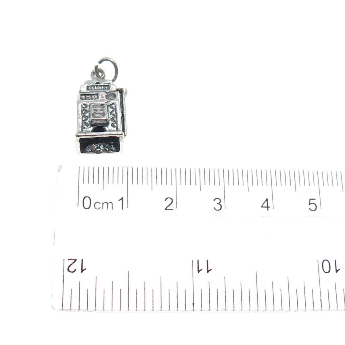 Old Pawn Sterling Silver Vintage Slot Machine Casino Minimalist Charm Pendant