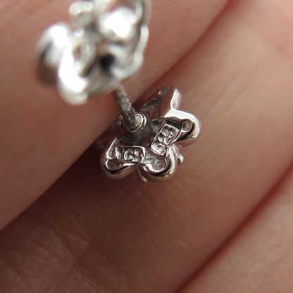 925 Sterling Silver Round-Cut Shaped C Z Stud Earrings