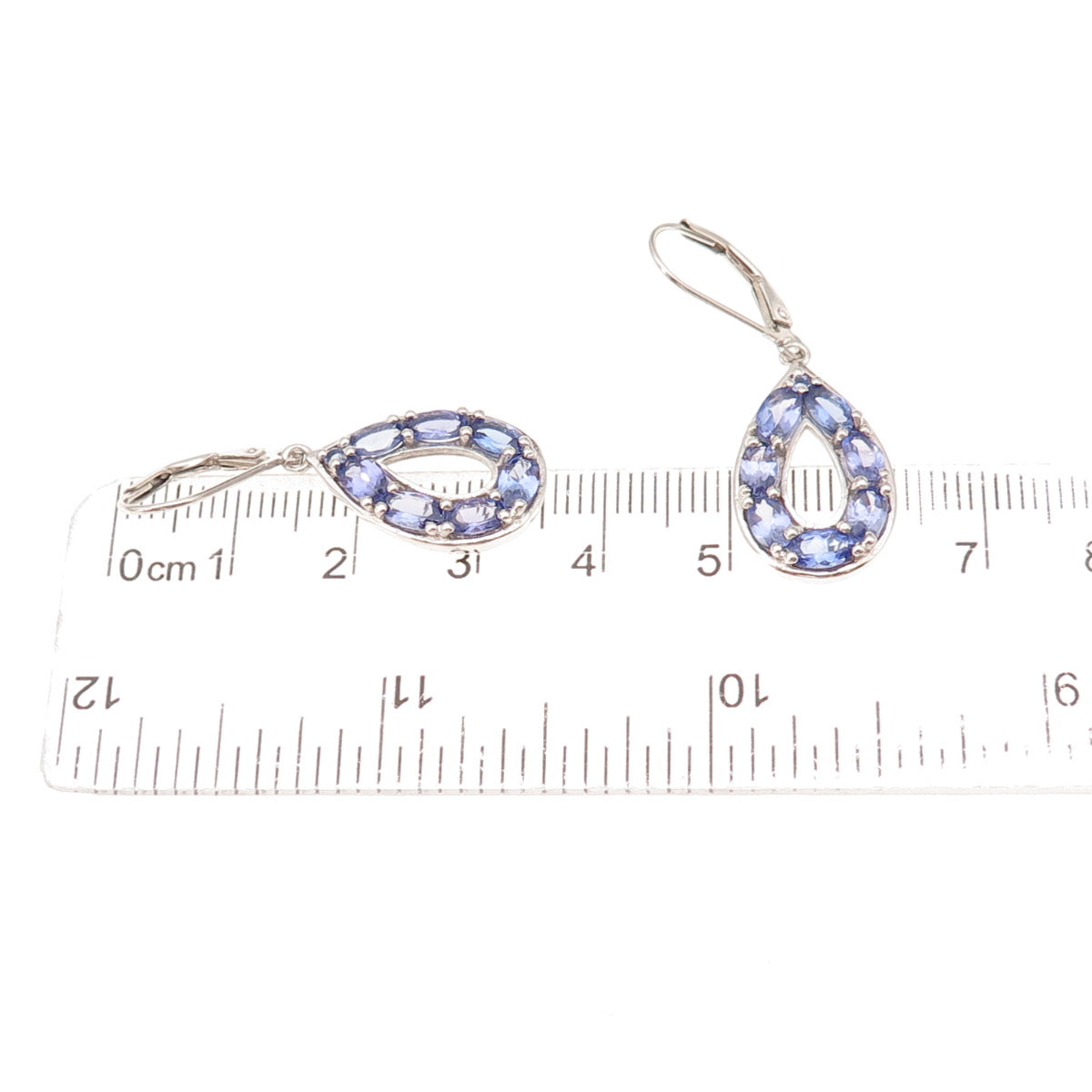 Chuck Clemency Sterling Silver Real Oval & Round-Cut Tanzanite Dangle Earrings
