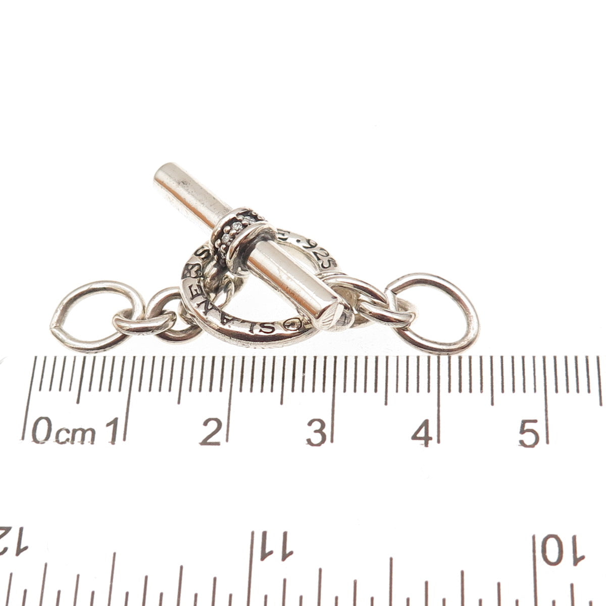 Slane & Slane 925 Sterling Silver Real Diamond Bracelet / Necklace Toggle Lock