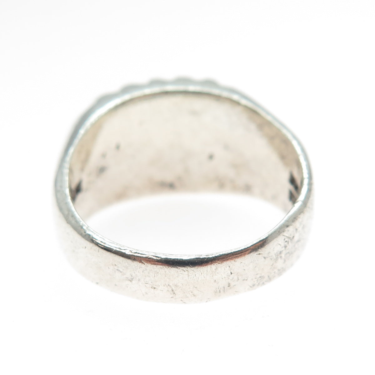 925 Sterling Silver Vintage Mexico Modernist Ribbed Oxidized Ring Size 8