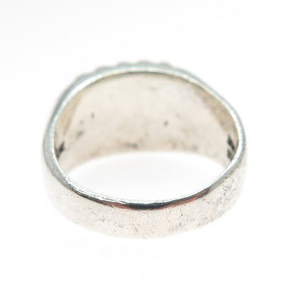 925 Sterling Silver Vintage Mexico Modernist Ribbed Oxidized Ring Size 8