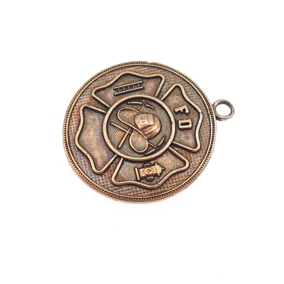 925 Sterling Silver Gold Plated Vintage Fire Department Cross Medal Pendant