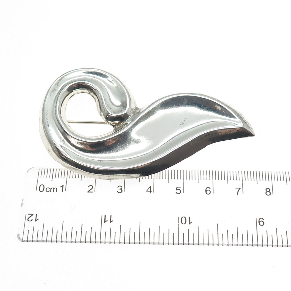 925 Sterling Silver Vintage Mexico Modernist Petal Pin Brooch / Pendant