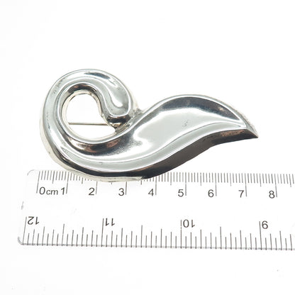 925 Sterling Silver Vintage Mexico Modernist Petal Pin Brooch / Pendant