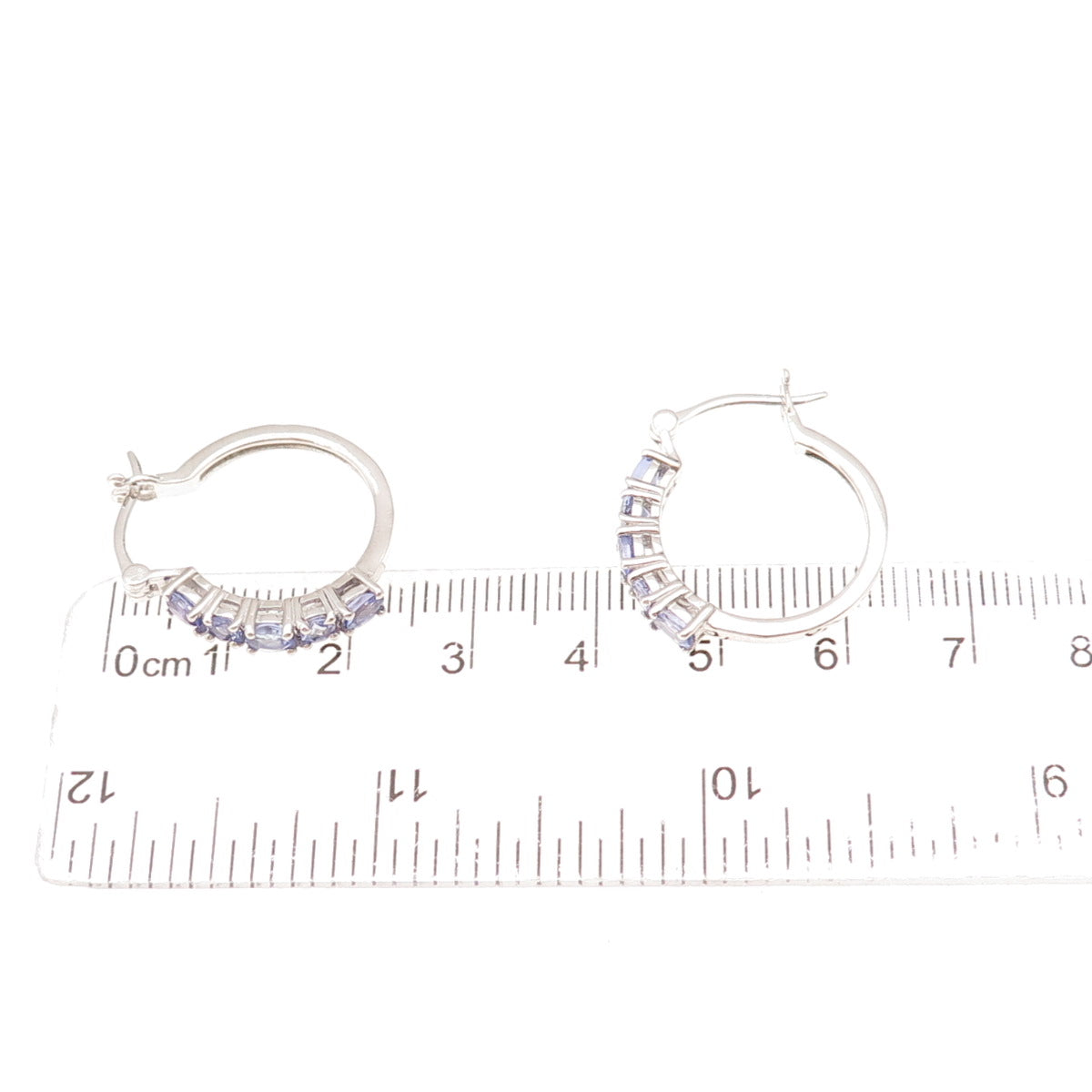 Chuck Clemency 925 Sterling Silver Real Oval & Round-Cut Tanzanite Hoop Earrings