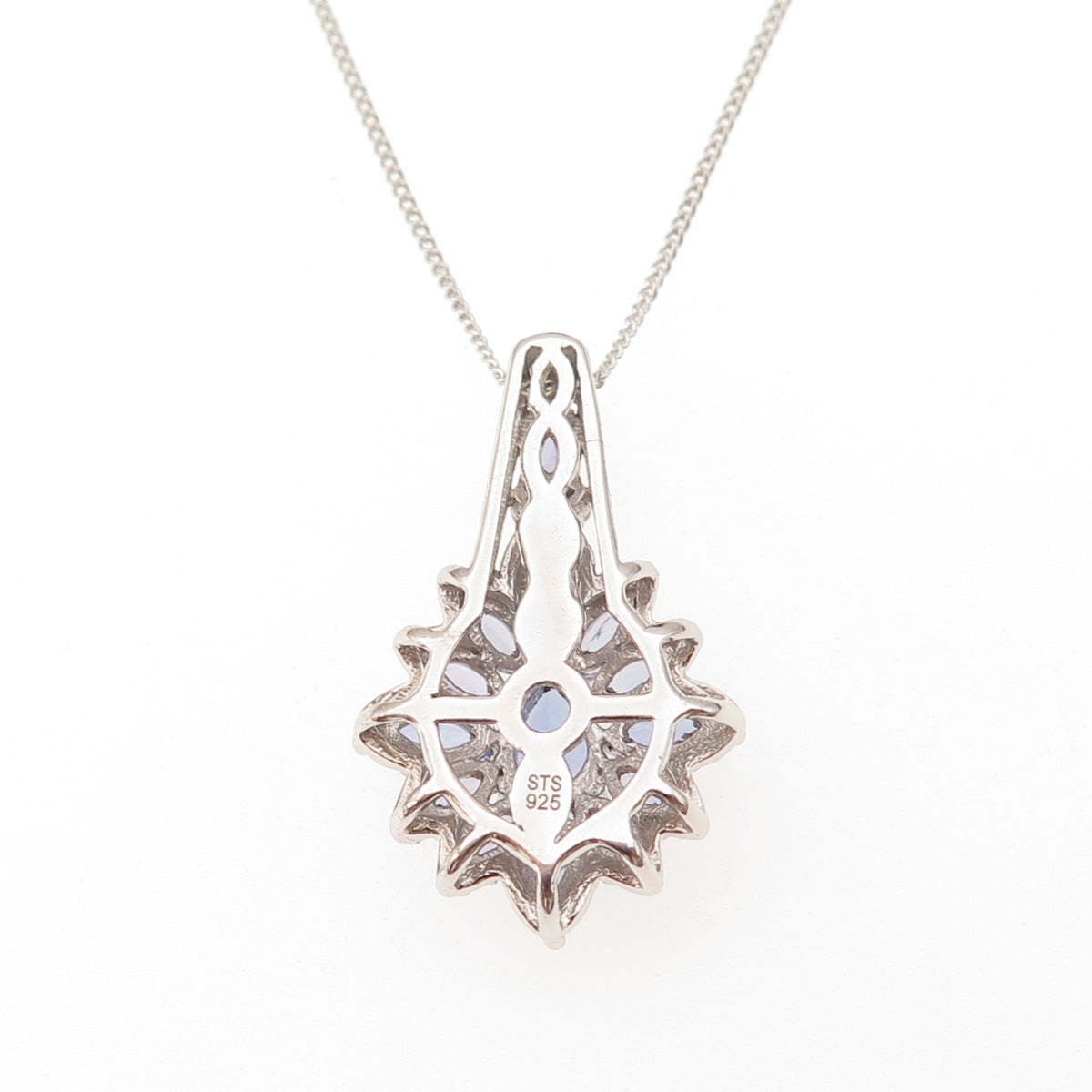 Chuck Clemency Sterling Silver Real Tanzanite Floral Cuban Chain Necklace 20"