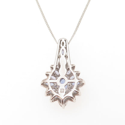 Chuck Clemency Sterling Silver Real Tanzanite Floral Cuban Chain Necklace 20"